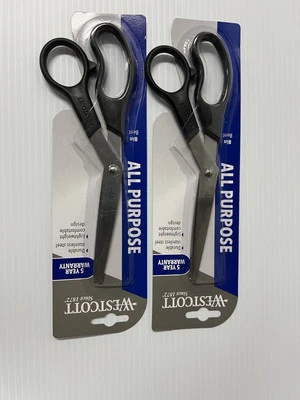 Westcott All Purpose Black Bent Scissors 8"  Two Pack (2) - Image 1 of 2