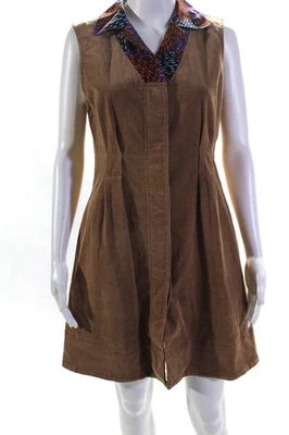 Mini Vestido Z Spoke Zac Posen Para Mujer Sin Mangas Cuello Botón Frontal Beige Talla 8 Foto 1 de 4