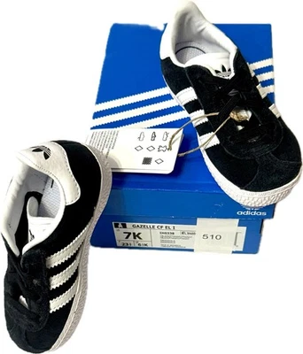 Adidas Gazelle CF EL I Niño Pequeño 7.0 Negro Blanco Gamuza Zapatos - Nuevos Foto 1 de 4