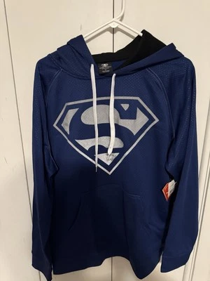 New DC Comics Mens Superman Hoodie Blue Silver Size Large - Image 1 of 4