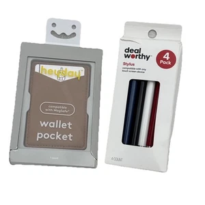 Heyday Cell Phone Wallet Card Pocket Brown Leather & Bonus 4 Stylus Screen Pens - Picture 1 of 5