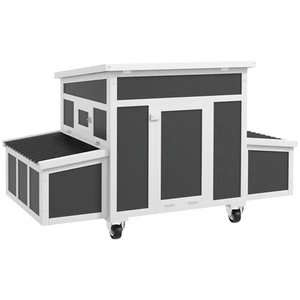 PawHut Wooden Chicken Coop with Nesting Box for 6 Chickens, Dark Gray - Picture 1 of 11