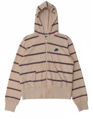 NIKE Mujer Corte Terciopelo Cremallera Sudadera con Capucha Suéter Reino Unido 12/14 Mediano Blanco Rayas AQ19 Foto 1 de 4