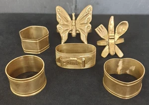 Brass Napkin Rings 1 Each Design of Butterfly Cutlery Bow Heart Circle & Hexagon - Picture 1 of 24