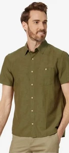 LL Bean Signature Men's Green Short Sleeve Shirt Size XL Button Up Linen Blend - Picture 1 of 9