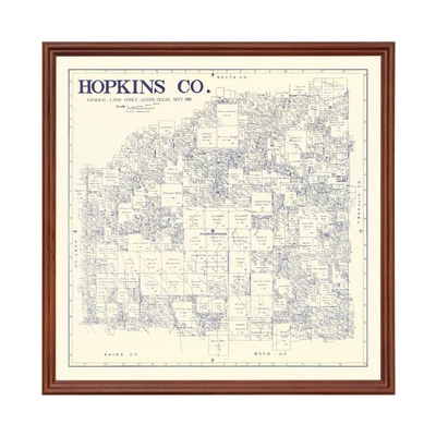 Old Map of Hopkins County, TX 1885 - Vintage Texas Art - Image 1 of 4