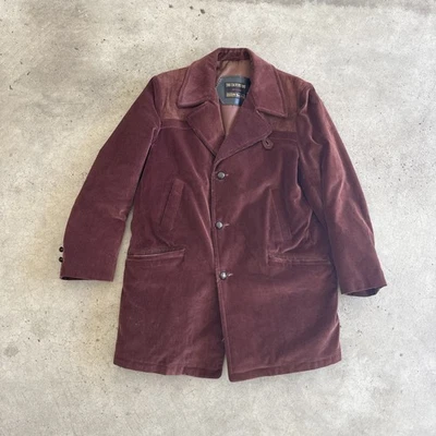 Abrigo de pana borgoña vintage Sears The Country para hombre 46 forrado regular Foto 1 de 4