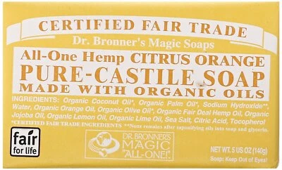 Dr Bronner Org Citrus Soap Bar 140g-4 Pack - Image 1 of 3
