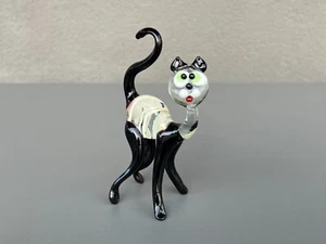 Black Glass Cat Figurine - Handcrafted Murano-Style Glass Cat - Cat Gift Ideas - Picture 1 of 10