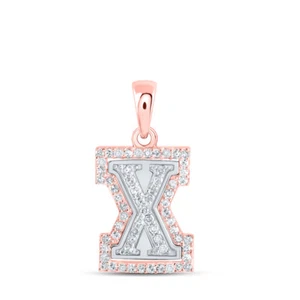 10K Two-tone Gold Womens Round Diamond X Initial Letter Pendant 1/5 Cttw - Picture 1 of 2