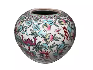 Antique Chinese Handcrafted Multicolor Peach Fine Porcelain Pot, Signed, c' 1900 - Picture 1 of 11