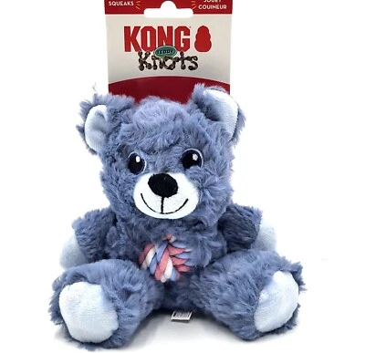 Kong nudos de peluche oso pequeño azul chirriante suave peluche lanzar y sacudir perro juguete 7x6" Foto 1 de 4