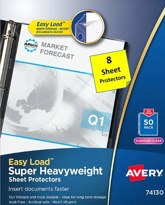 [Qty 8] Avery 74130 Super Heavyweight Presentation Sheet Protectors - Image 1 of 1