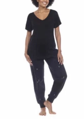 Honeydew 女士刺绣休闲套装,2 件套,黑色睡衣,闪电螺栓 — 第 1/4 张图片