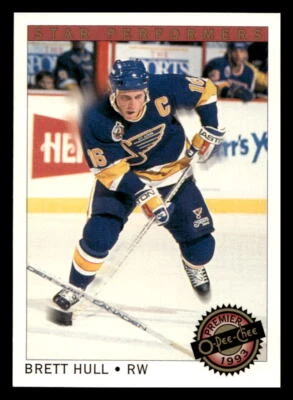 1992-93 O-Pee-Chee Premier #21 Brett Hull Pee-Chee Premier - Star Performers - Image 1 of 2