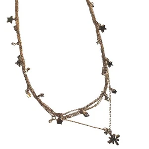 Disney Couture Tinker Bell Layered Necklace 18" Chain By Kidada Peter Pan Gold  - Picture 1 of 10