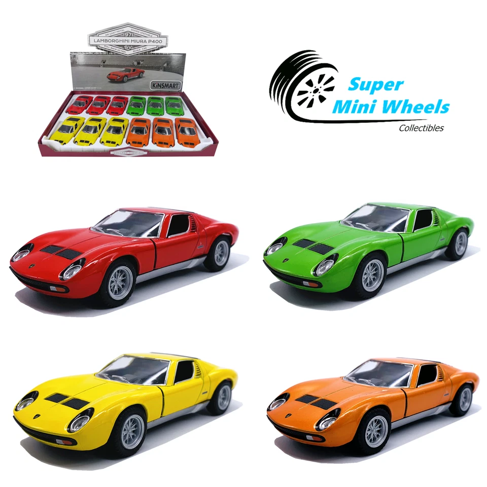 Kinsmart 1:36 - 1971 Lamborghini Miura P400 SV - 5" Diecast Toy Car - 4 Colors - Image 1 of 1
