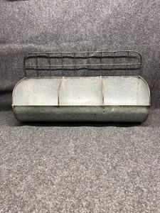 Galvanized Metal Divided 3 Section Organizer 18"x6”x10" Primitive Farmhouse Feel - Picture 1 of 10