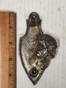 Antique Victorian Bronzed Spelter Girl Kissing Door Knocker Missing Boy Piece - Picture 1 of 4