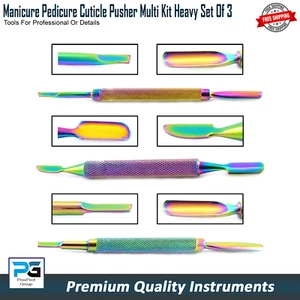 Cuticle Nail Pusher Trimmer Nail Art Remover Pedicure Manicure Multi Pack Of 3 - Picture 1 of 8