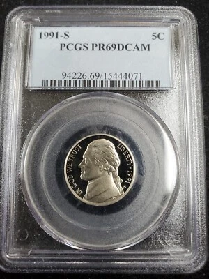1991 S 5c Jefferson Proof Nickel-PCGS PR69DCAM  - Image 1 of 4