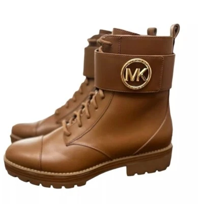 Michael Kors Faux Leather Tatum Ankle Combat Boot Tan/Brown New Size 9 - Image 1 of 4