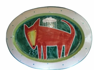 Polly Frizzell Keramik Wandbehang Platte mit dem Titel Ein vage unzufriedener Hund - Bild 1 von 5