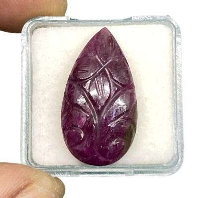 15.85 Cts Unheated Natural Ruby Pear Hand Carved Magnificent Huge Gemstone - Image 1 of 4