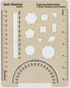 3 pcs Math Sketcher Protractor Geometric Shape Template Scott Foresman & Comp - Picture 1 of 2