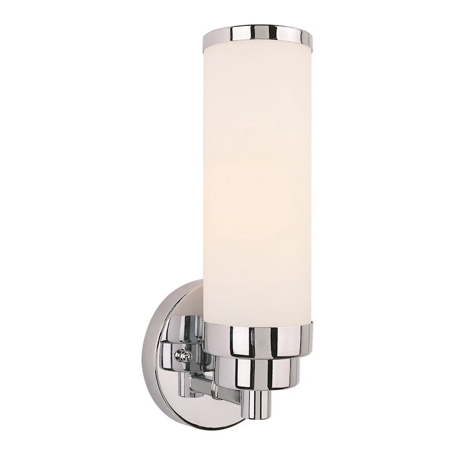 Forte Lighting Morgan 1 Light Wall Sconce, Chrome/Satin Opal Glass - 55007-01-05 - Image 1 of 1