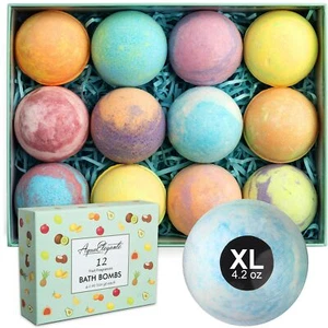 Tropical Fruit Bath Bombs Gift Set (Aqua Elegante) - 12 Large Bubble Bathbombs - Picture 1 of 10