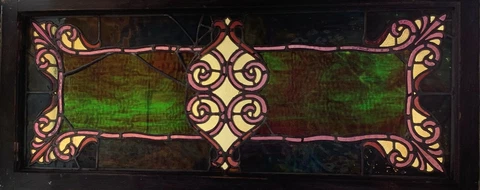 Antique Vintage c1880 American Aesthetic Stained Glass Transom Window Cover