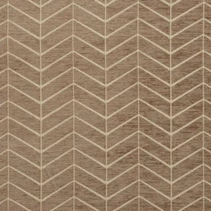 Essentials Chenille Brown Cream Geometric Zig Zag Chevron Upholstery Fabric - Picture 1 of 3