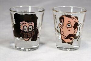 Set of 2 Vintage Anchor Hocking Roving Eyes Shot Glass Novelty Jolly What Limit