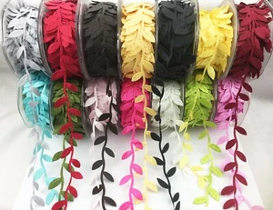 20m Roll Quality Satin Leaf Garland/Ribbon /Trim  25mm Width 16 Great Colours - Picture 1 of 20