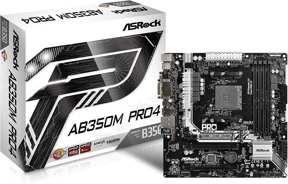 ASRock AB350M Pro4 Motherboard AMD B350 Socket AM4 + 8GB RAM DDR4 - Immagine 1 di 1