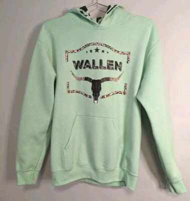 Sudadera con Capucha Estampado Animal Cabeza Calavera Wallen Bull Talla Pequeña Verde Usada en Excelente Condición $80 Foto 1 de 4