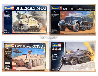 4 Revell kits LOT 1/72 Sherman M4A1, GTK Boxer GTFz A1, Sd.Kfz. 9, Sd.Kfz. 251/1 — 第 1/4 张图片