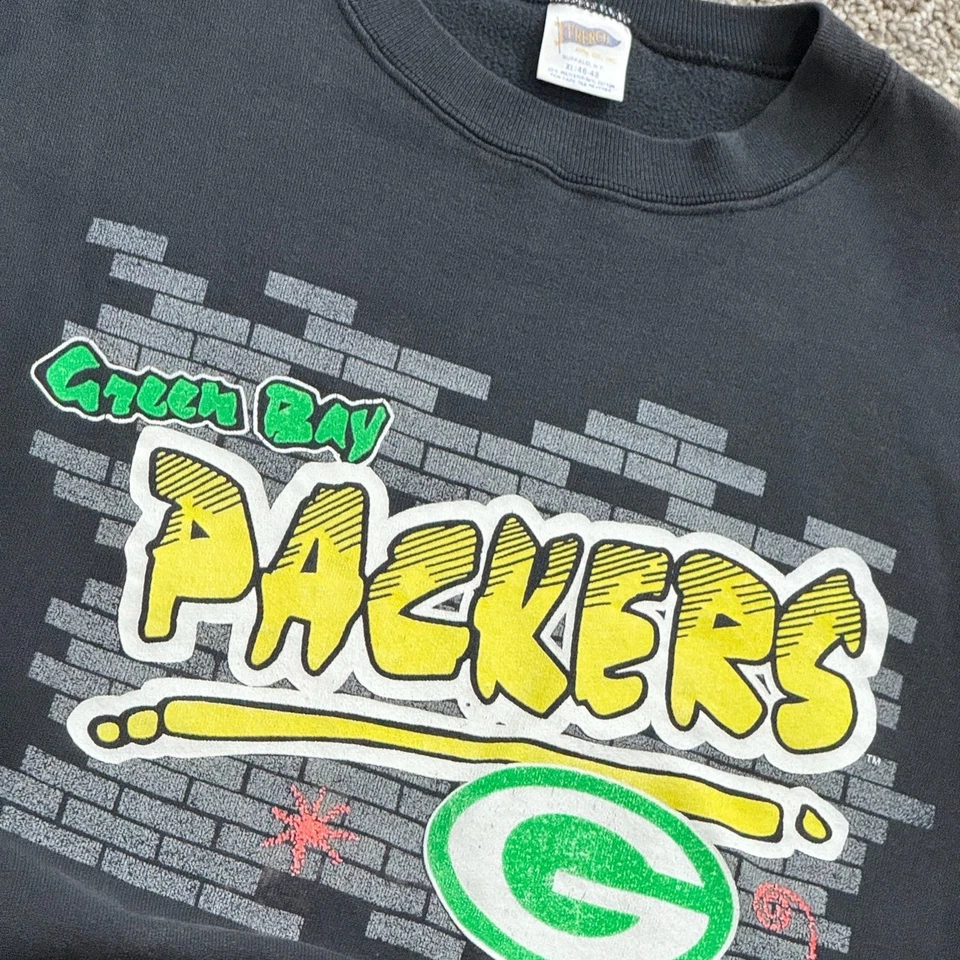 Sudadera de Colección Años 80 Trench Green Bay Packers Cuello Redondo NFL Fútbol Hombres M Foto 1 de 4