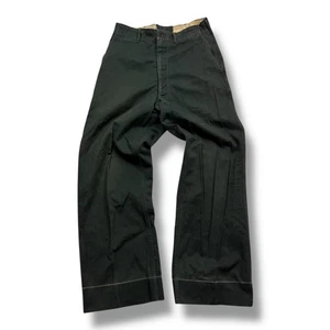 Vintage Dark Green 40s 50s Chino Pants Cotton 27 26  - Picture 1 of 8