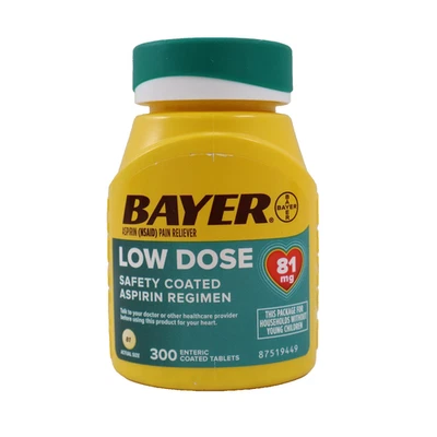 Bayer Aspirina Dosis Baja 81 mg, Comprimidos Recubiertos Entéricos 300ct EXP 11/2025 Foto 1 de 4