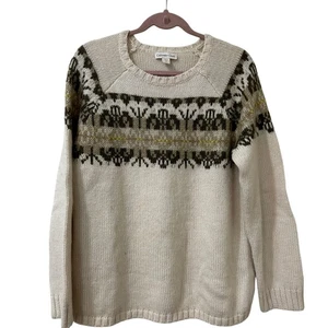 Coldwater Creek Womens Sz Large/ 14 White Fair Isle Wool Mohair Blend Sweater - Picture 1 of 5