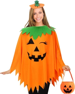 3 PCS Pumpkin Costume for Women, Adults Halloween Costume for Women,Pumpkin Ponc - Picture 1 of 6
