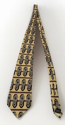 Cowboys Up-Western Theme Silk Tie RoundTree & Yorke 100% Silk Necktie Tie Gold - Image 1 of 4