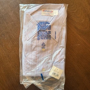 VTG Flying Postal Service US Mail Button Shirt Short Sleeve Size L Men Pinstripe - Picture 1 of 4