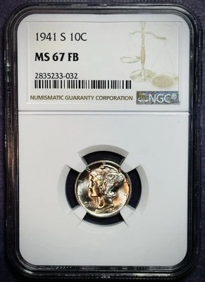 1941-S 10C Mercury Dime - NGC MS67 FB - Image 1 of 4