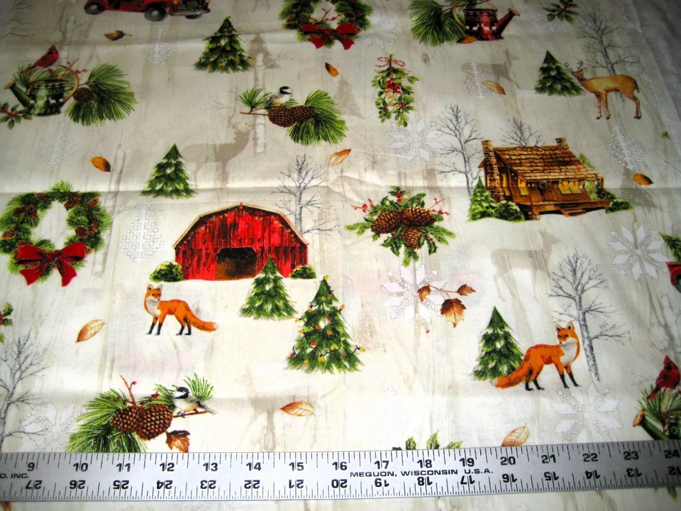 NUEVO Acogedor Edredón Navidad Cabaña Tela de Diseñador 100% Algodón 24x45" Foto 1 de 1