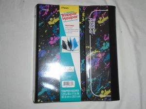Carpeta de 3 anillos original Trapper Keeper portafolio carpeta pintura diseño salpicaduras NUEVO - Imagen 1 de 1