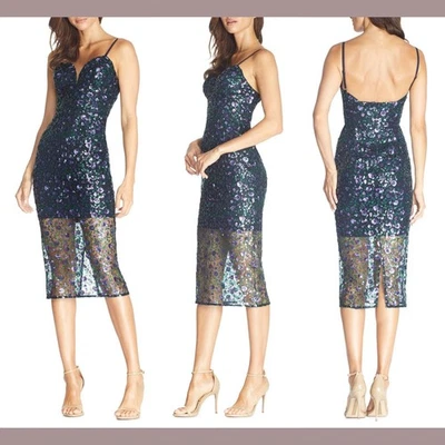 Dress the Population Addison Sequin Lace Cocktail Dress size Large Foto 1 de 4