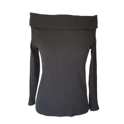 Vince черный верхний размер M с плеча ребристый длинным рукавом свитер классический - Изображение 1 из 4